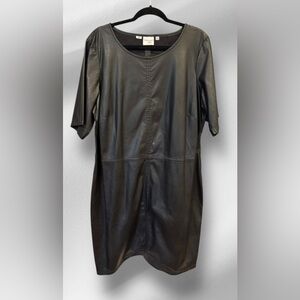 Junarose Sleek Black Faux Leather Dress